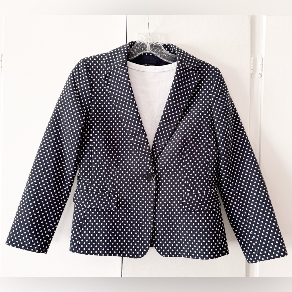Ann Taylor Black and White Polka Dot Blazer